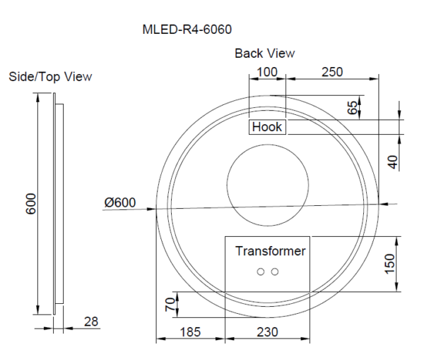 Pure Living Round Frameless LED Mirror