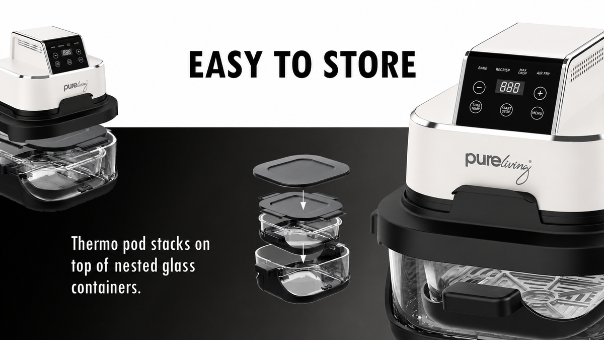 Pure Living Dual Glass Multi-Purpose Air Fryer - White
