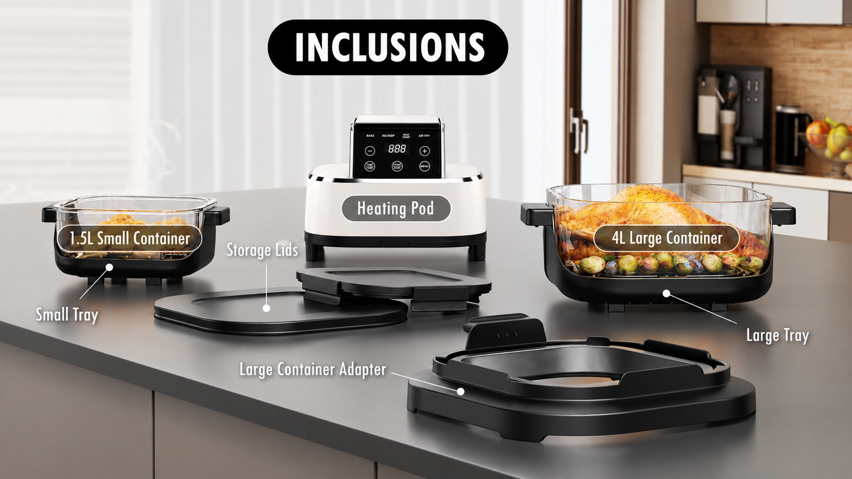 Pure Living Dual Glass Multi-Purpose Air Fryer - White