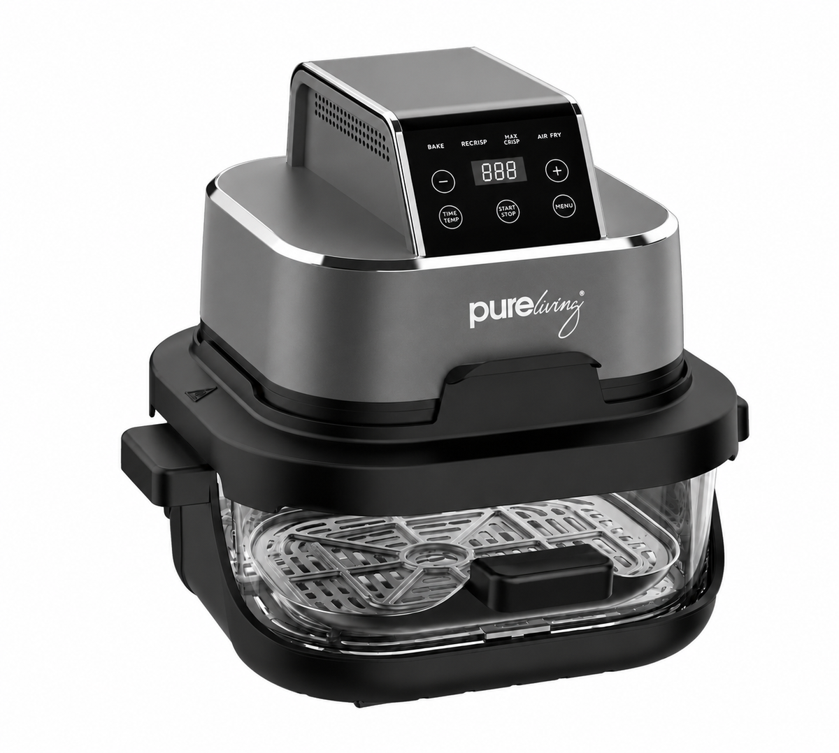 Pure Living Dual Glass Multi-Purpose Air Fryer - White