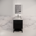 Pure Living Bali Freestanding Vanity with Carrara Top - Matt Black