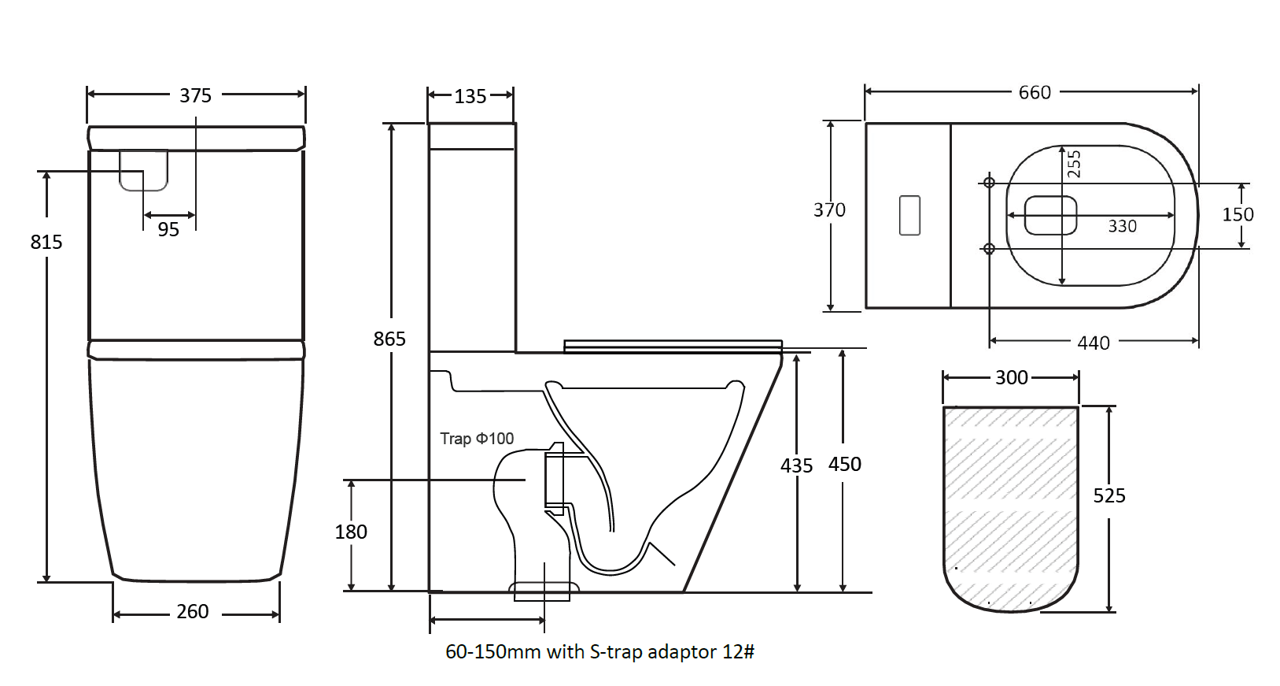 Pure Living Rimless Vortex Flush Toilet Suites