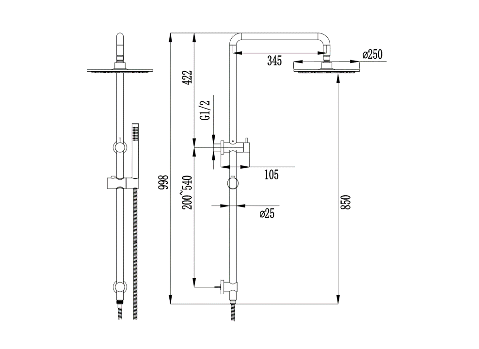 Pure Living Classic Twin Shower Set