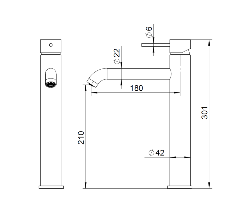 Pure Living Brass Classic Tall Basin Mixer