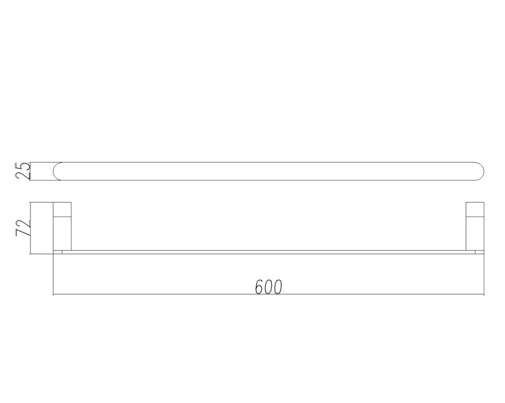 Pure Living 600mm 304 Stainless Steel Single Towel Rail