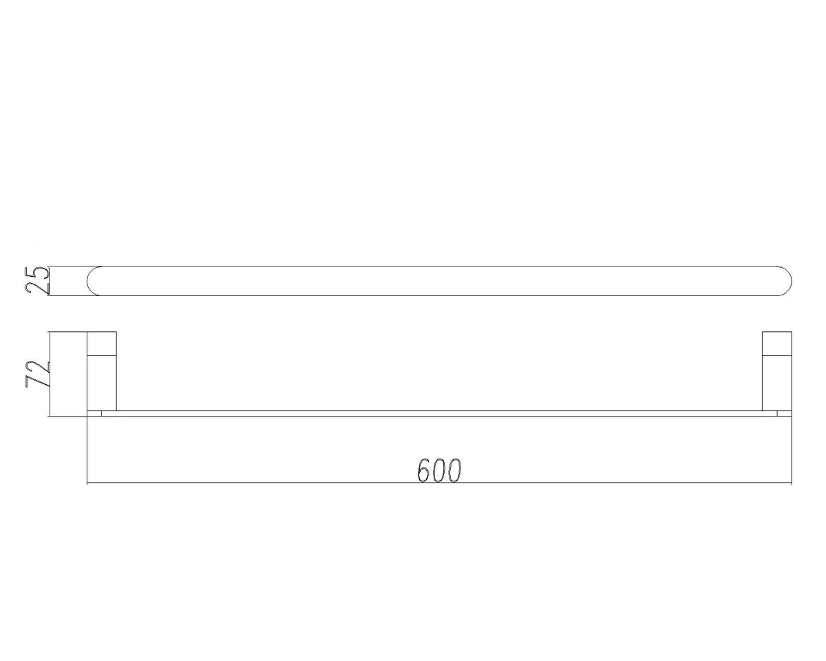 Pure Living 600mm 304 Stainless Steel Single Towel Rail