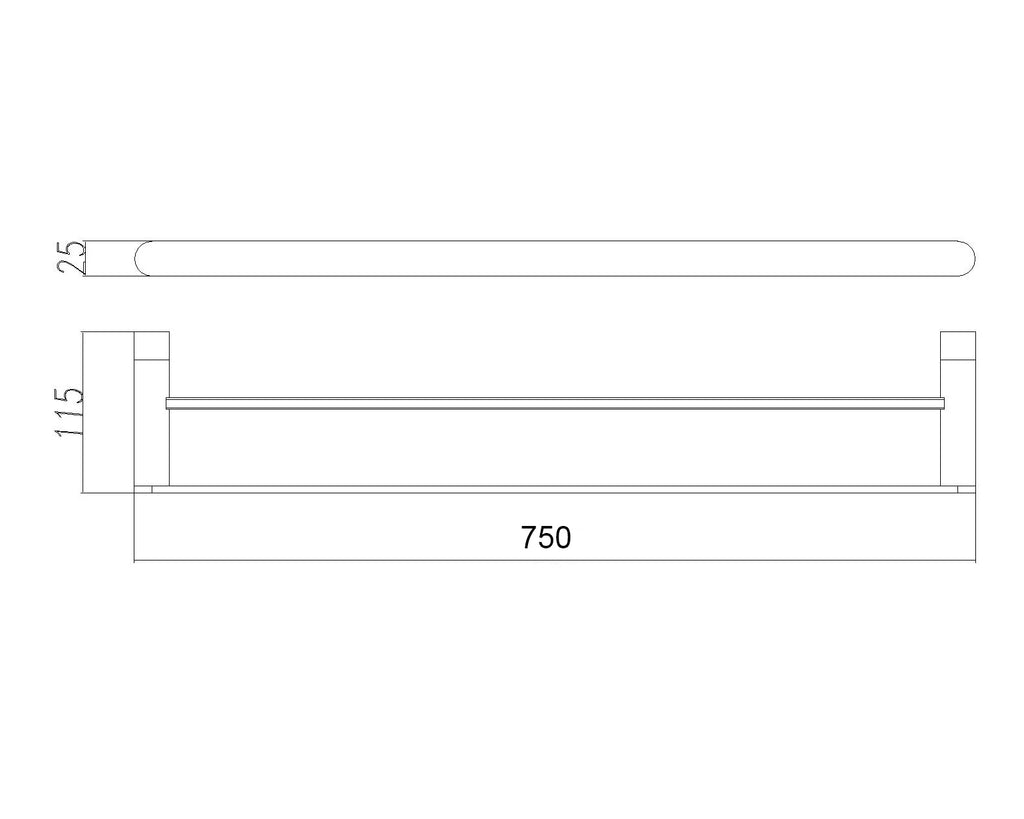 Pure Living 750mm 304 Stainless Steel Double Towel Rail