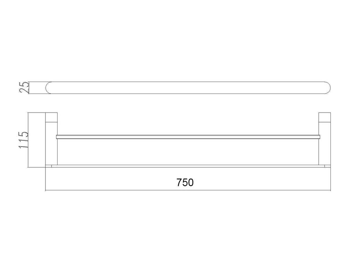 Pure Living 750mm 304 Stainless Steel Double Towel Rail