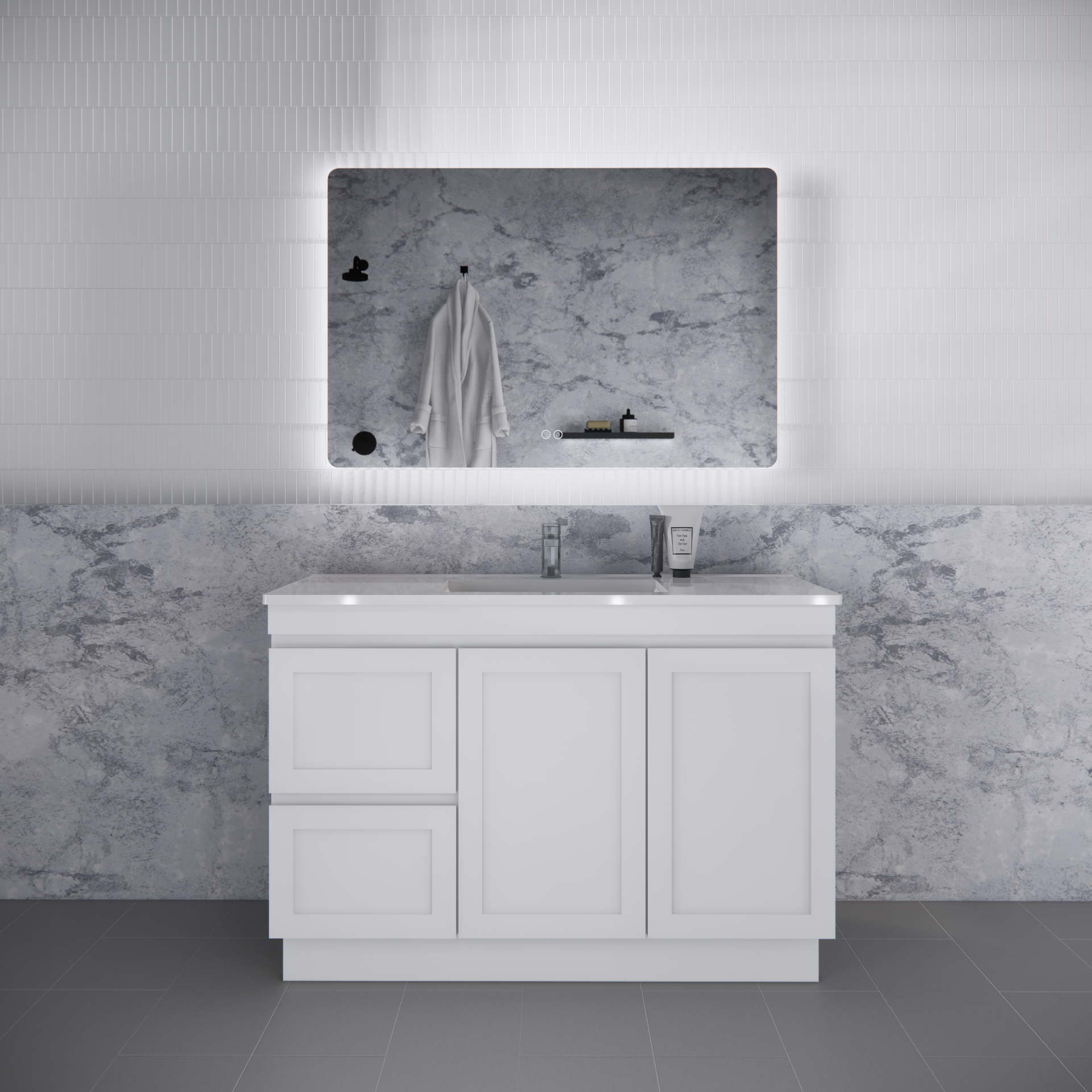 Pure Living Miami Freestanding Vanity with Ceramic Top