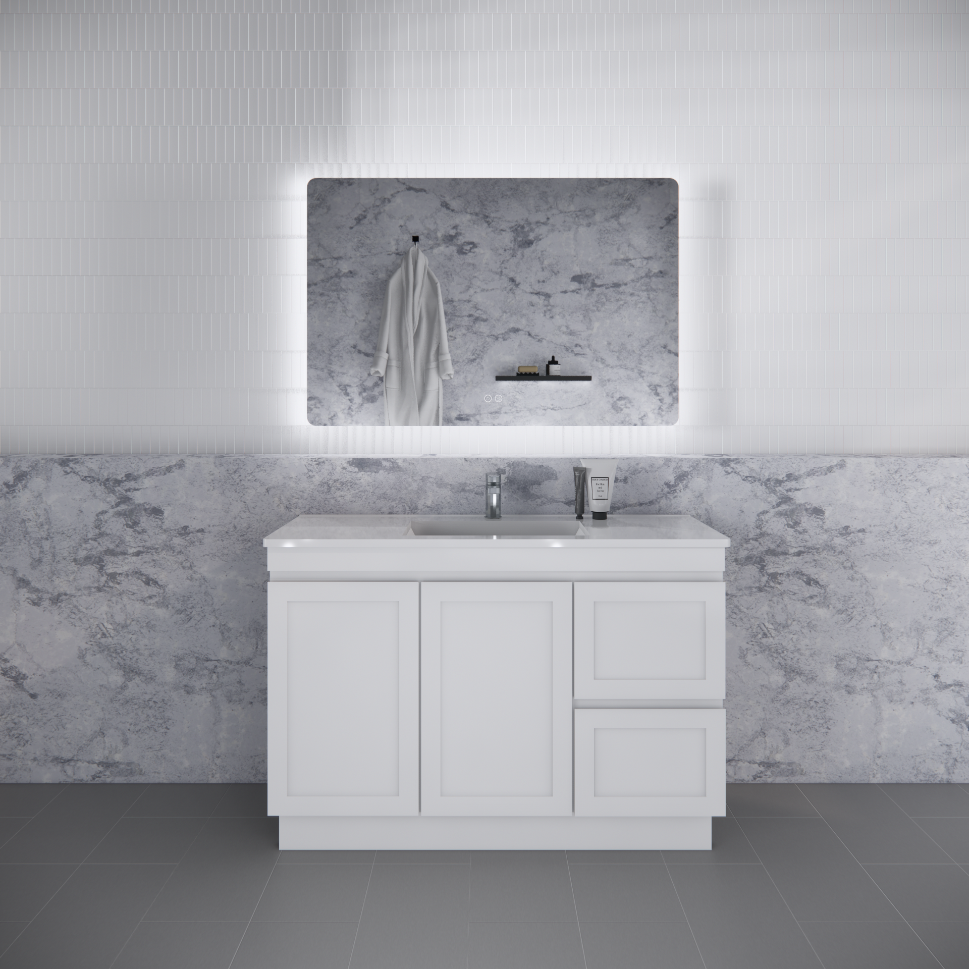 Pure Living Miami Freestanding Vanity with Ceramic Top