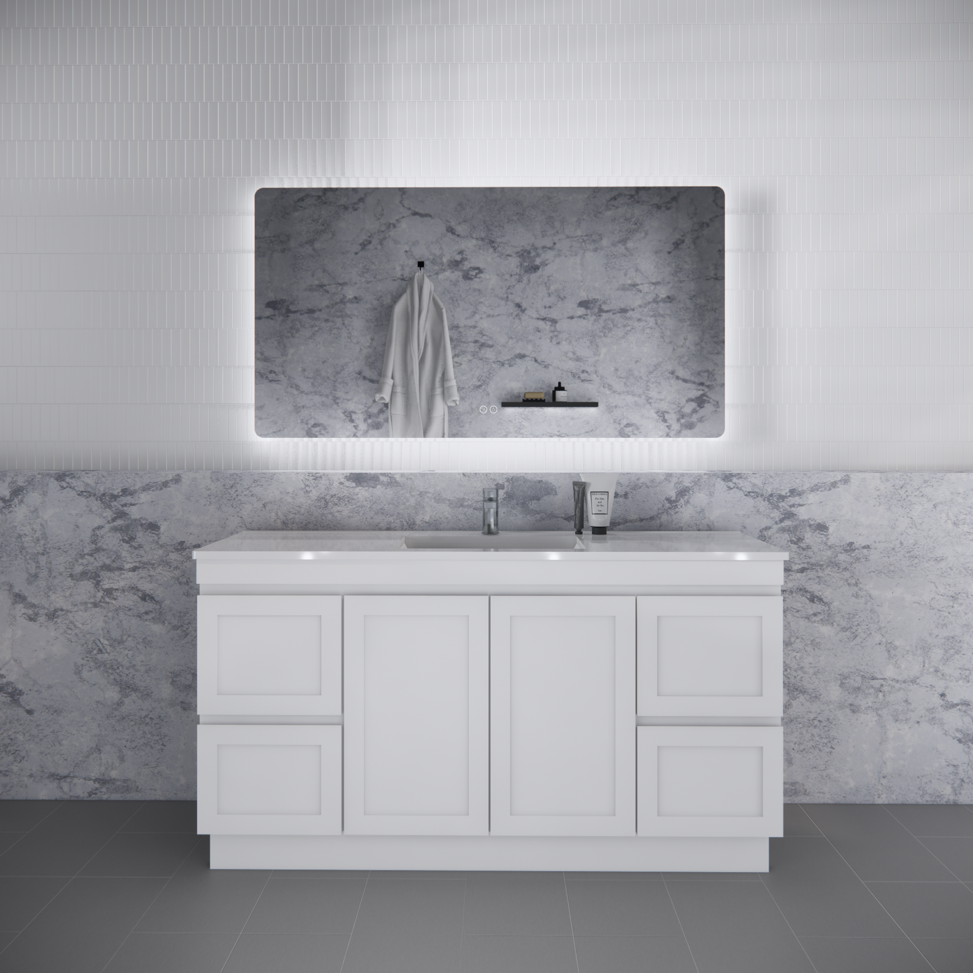 Pure Living Miami Freestanding Vanity with Ceramic Top