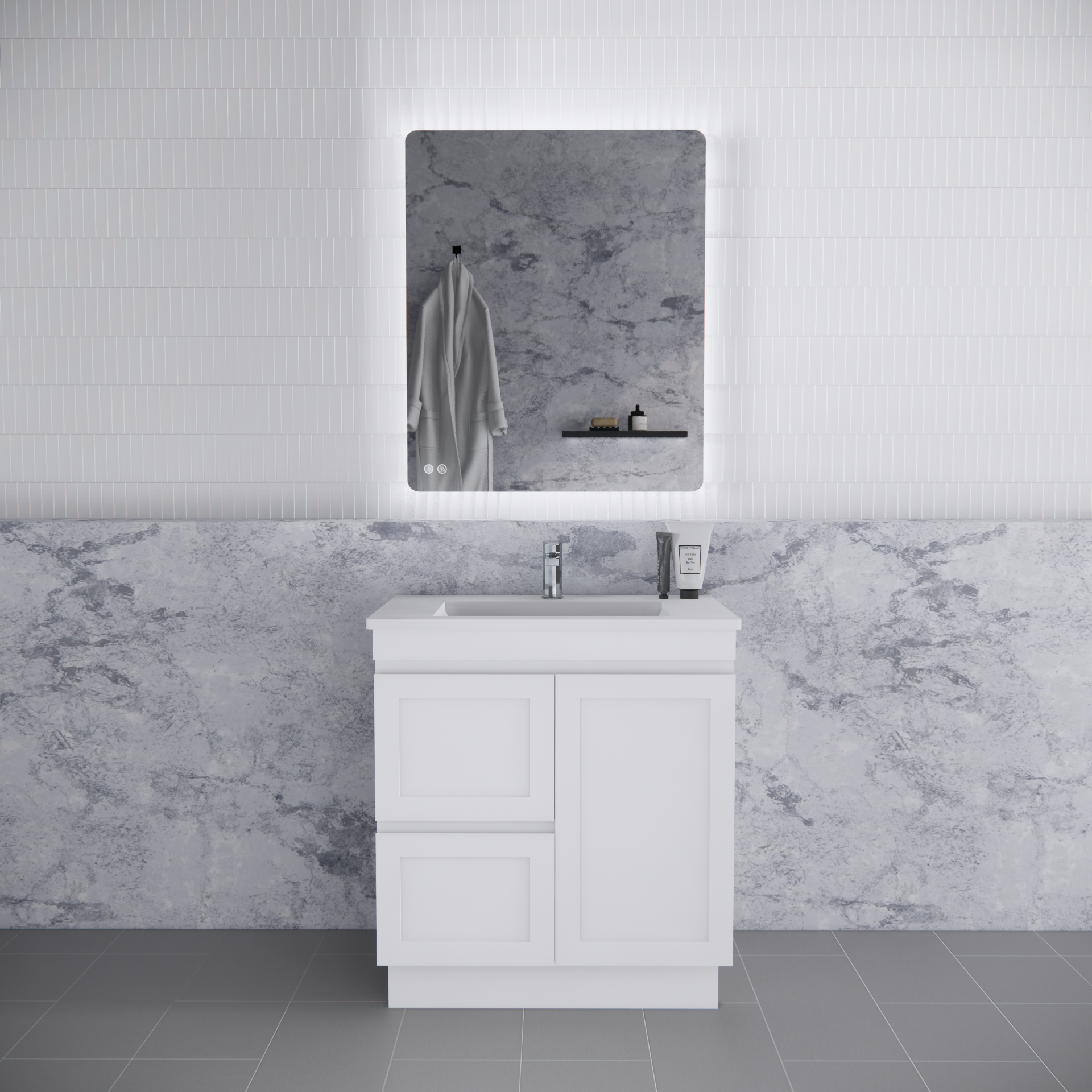 Pure Living Miami Freestanding Vanity with Ceramic Top