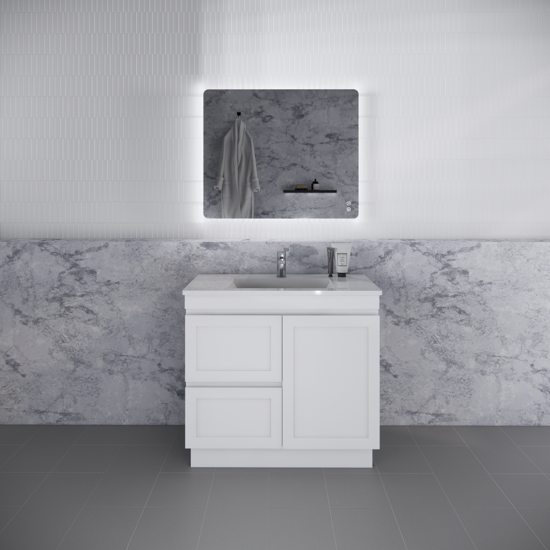 Pure Living Miami Freestanding Vanity with Ceramic Top