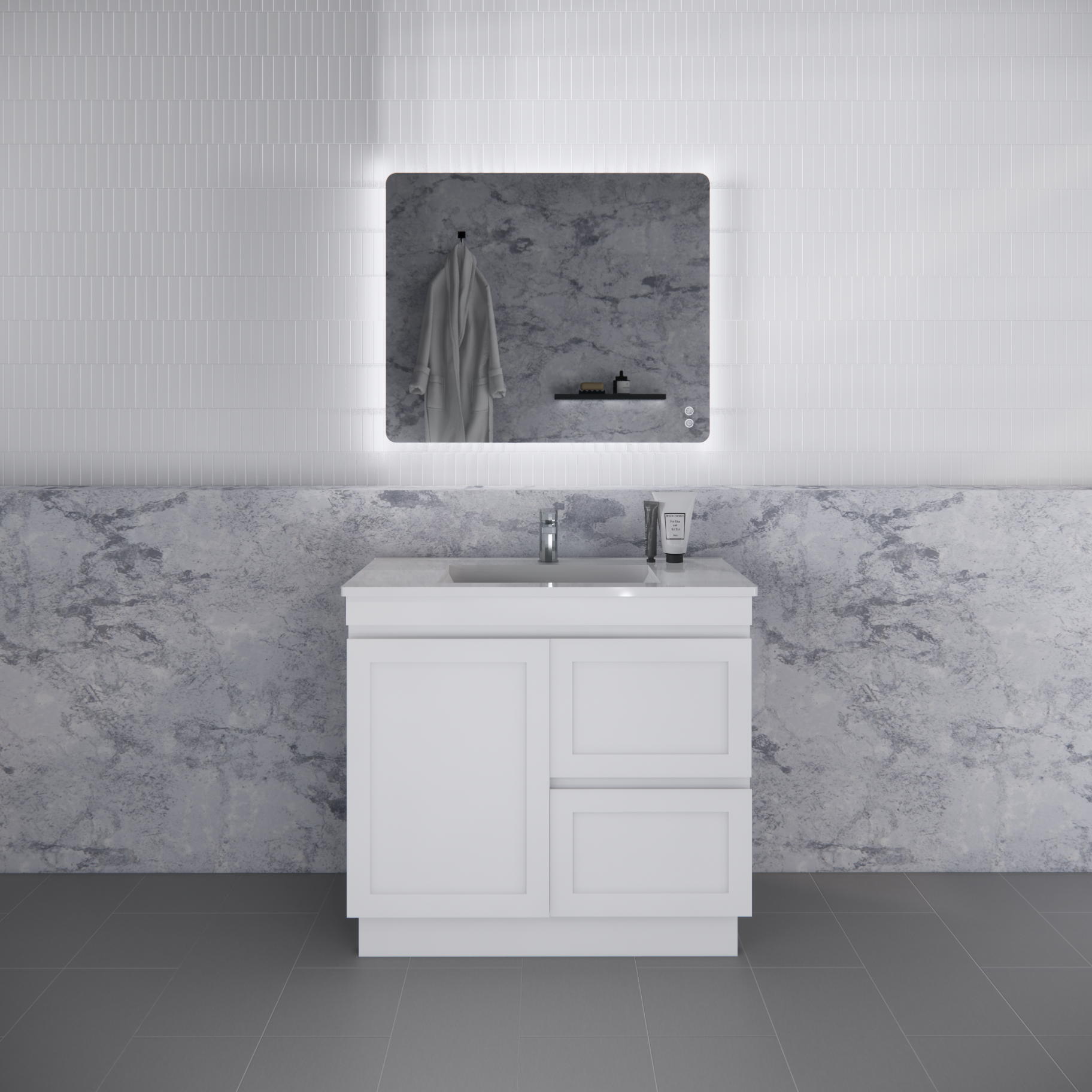 Pure Living Miami Freestanding Vanity with Ceramic Top