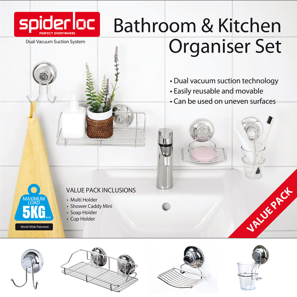 Spiderlock - Bathroom & Kitchen Organiser Set